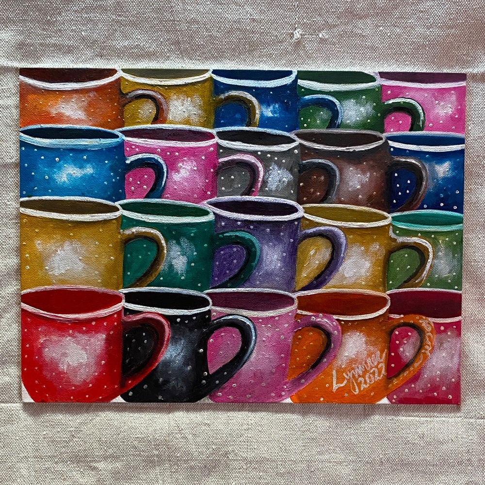Oil on canvas “Tazas despeltradas”